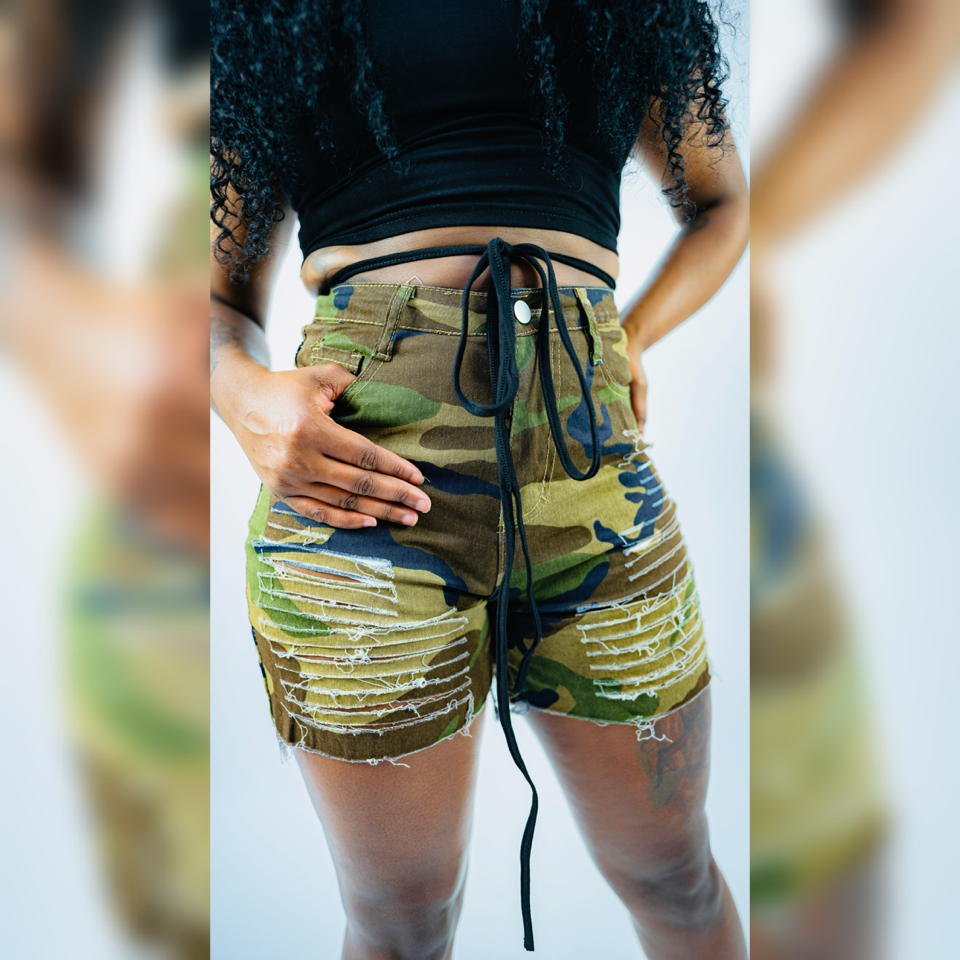 Camouflage Tie Die Printed Shorts