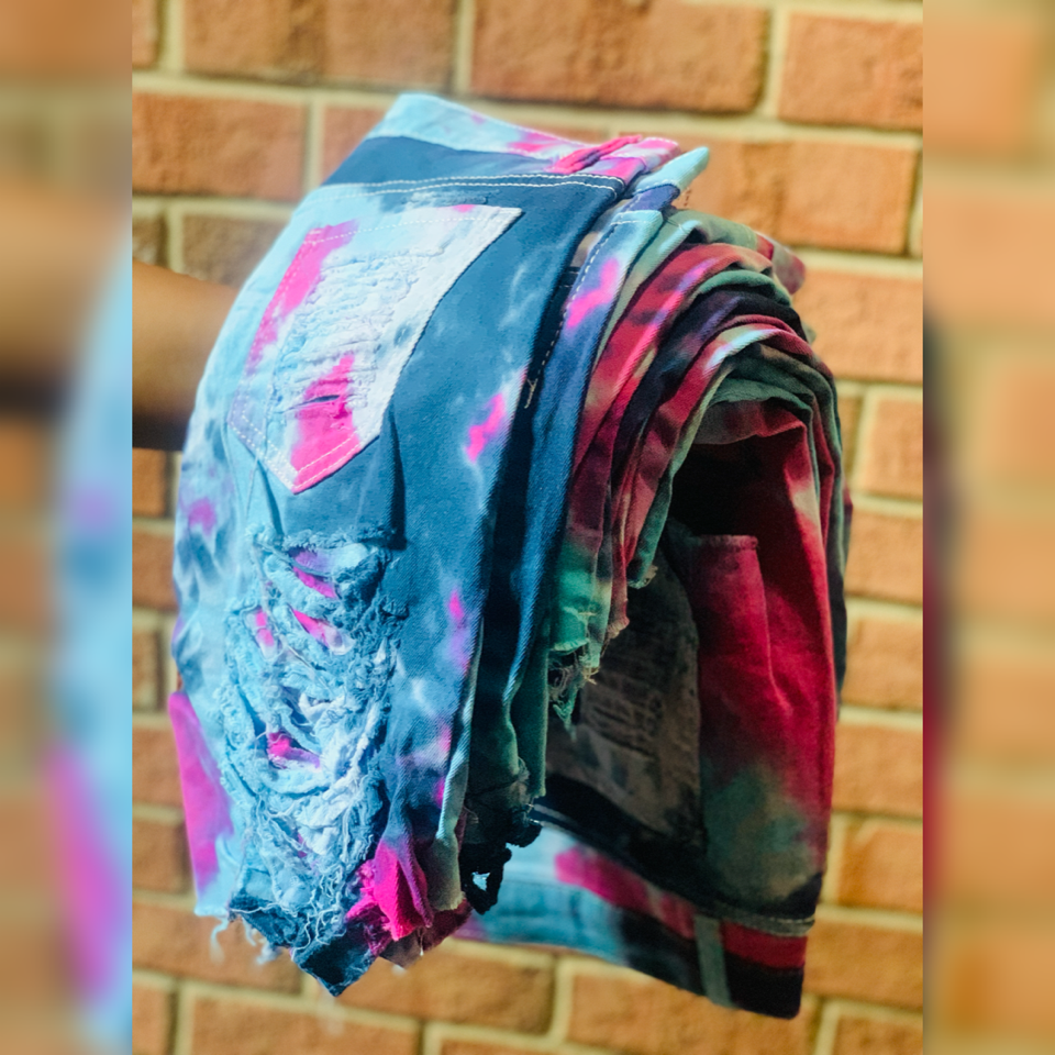 Camouflage Tie Die Printed Shorts