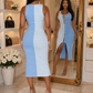 Midi dress with crisscross details
