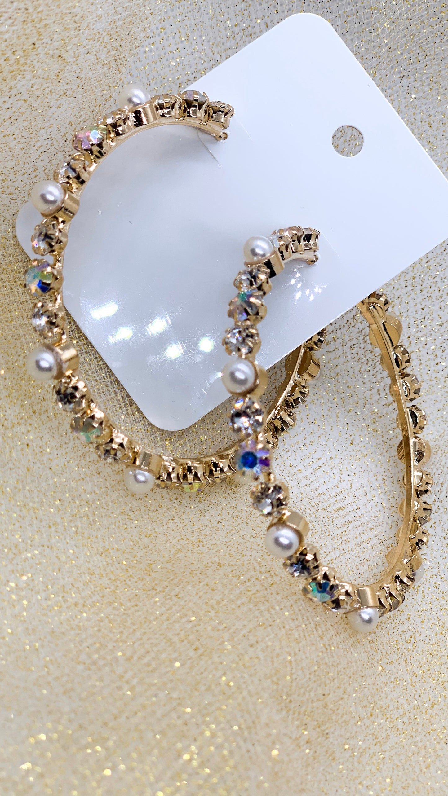 Gold Studded Pearl Hoop
