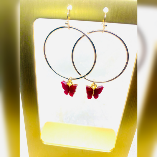 Red Dangle Butterflies