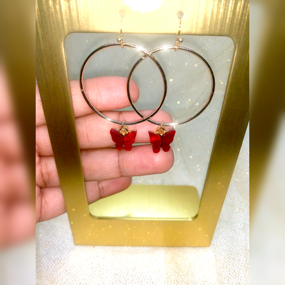 Red Dangle Butterflies
