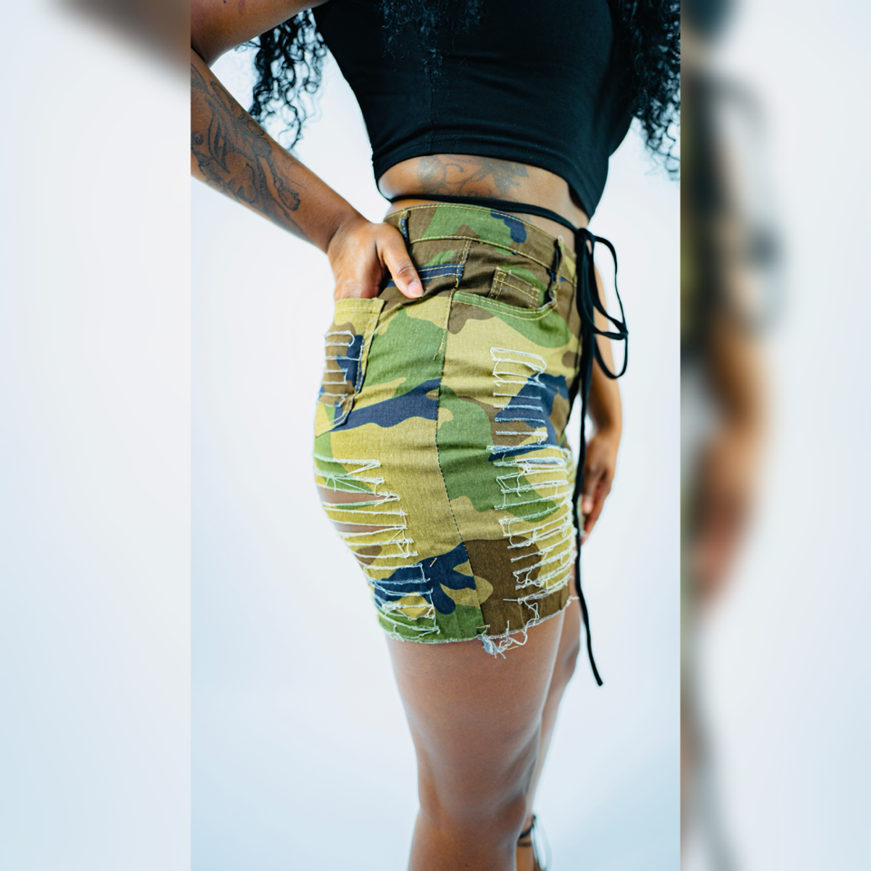 Camouflage Tie Die Printed Shorts
