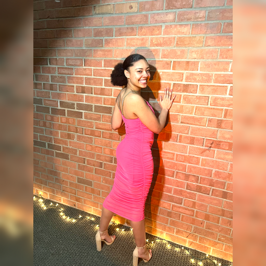 Famous Ruched Pink Dress