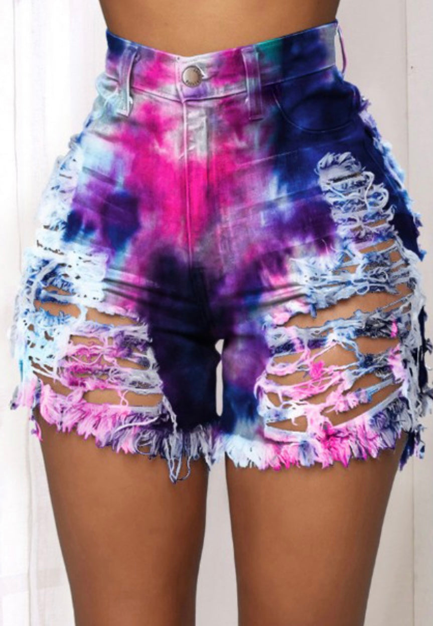 Camouflage Tie Die Printed Shorts