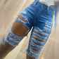 Distressed Not Pressed High Rise shorts