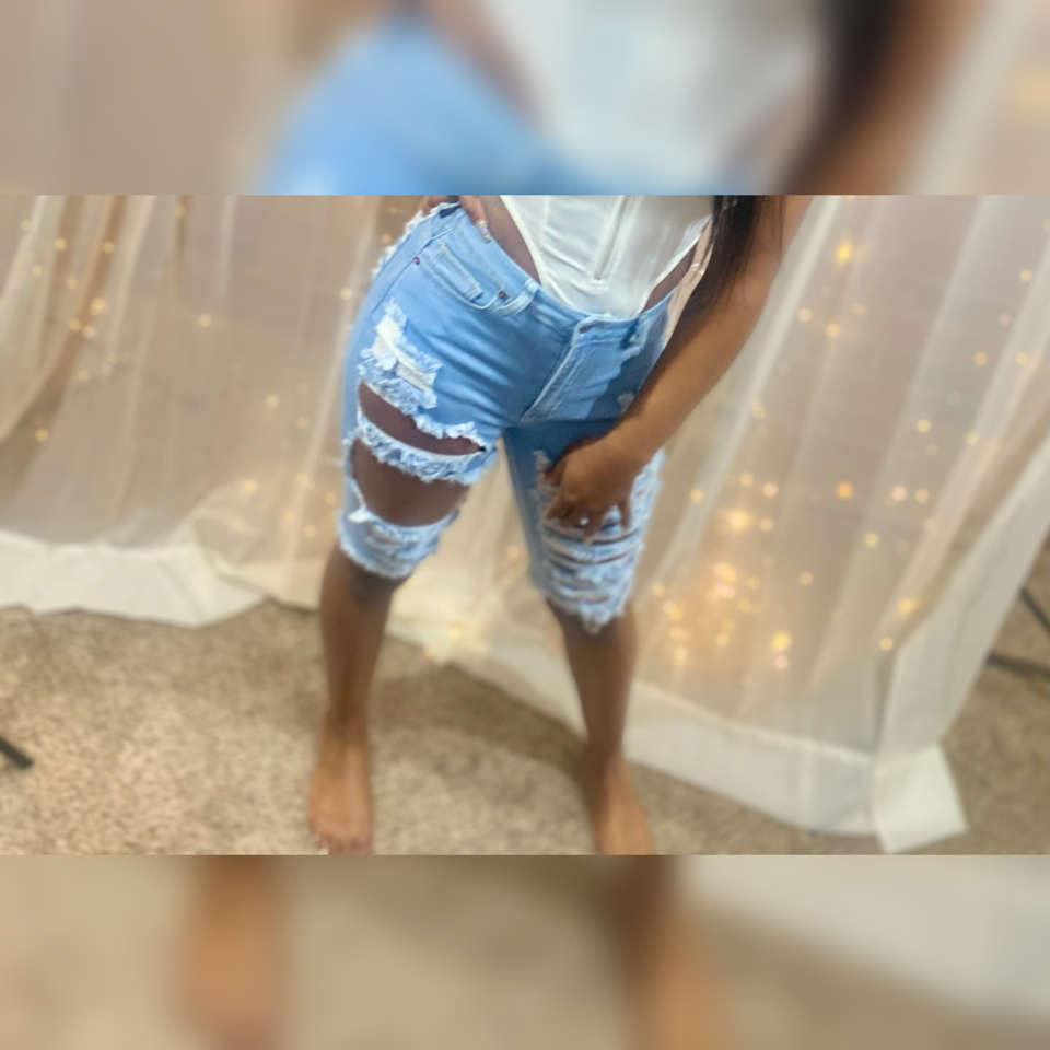 Distressed Not Pressed High Rise shorts