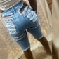 Distressed Not Pressed High Rise shorts